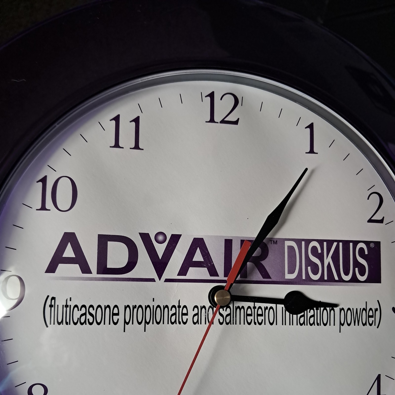 Advair Diskus Pharmaceutical Collectible Drug Rep Promotional Item Wall Clock