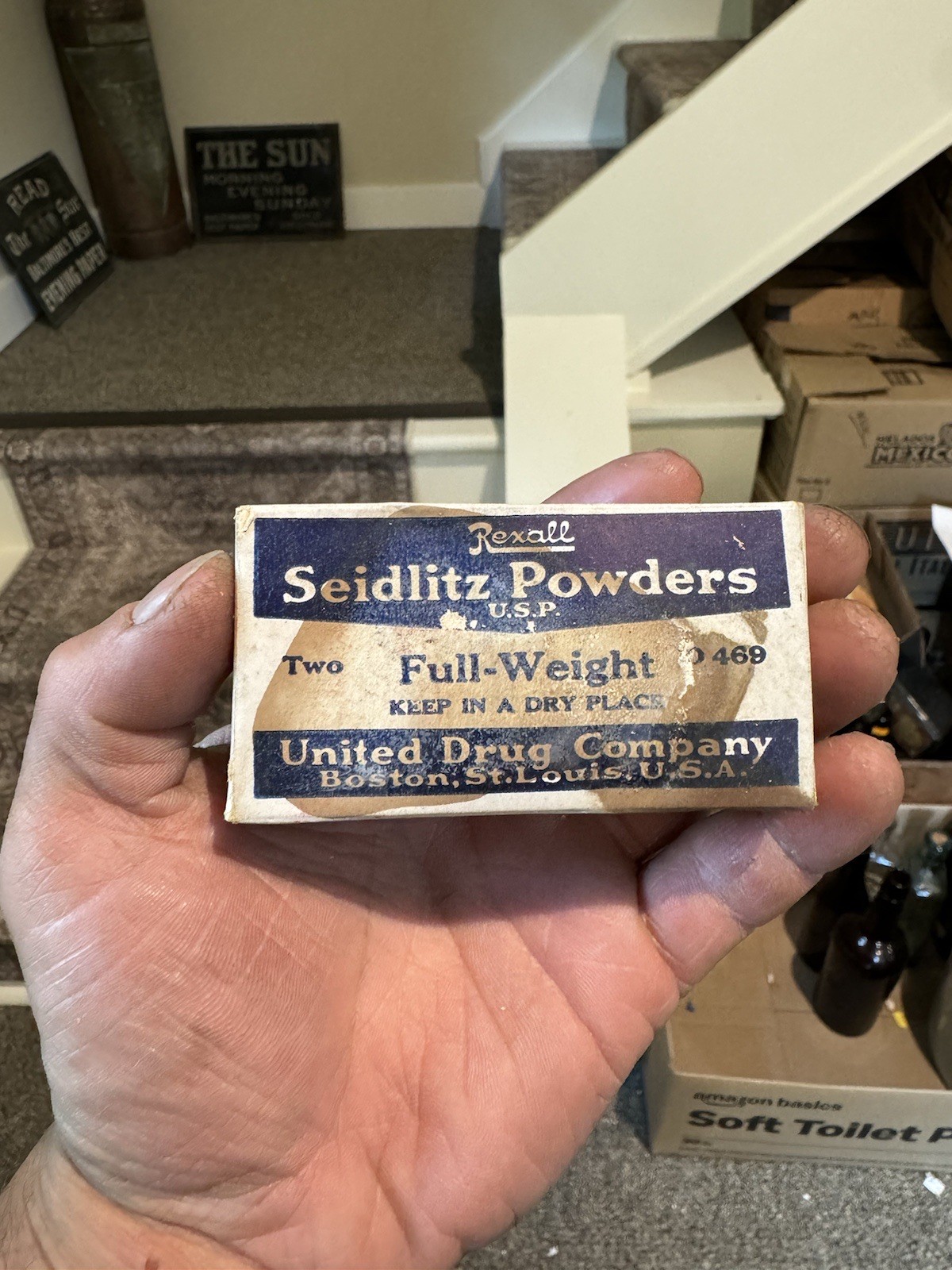 Rexall Seidlitz Powders USP Boston MA St Louis MO Sealed Old Medicine Box 1930s