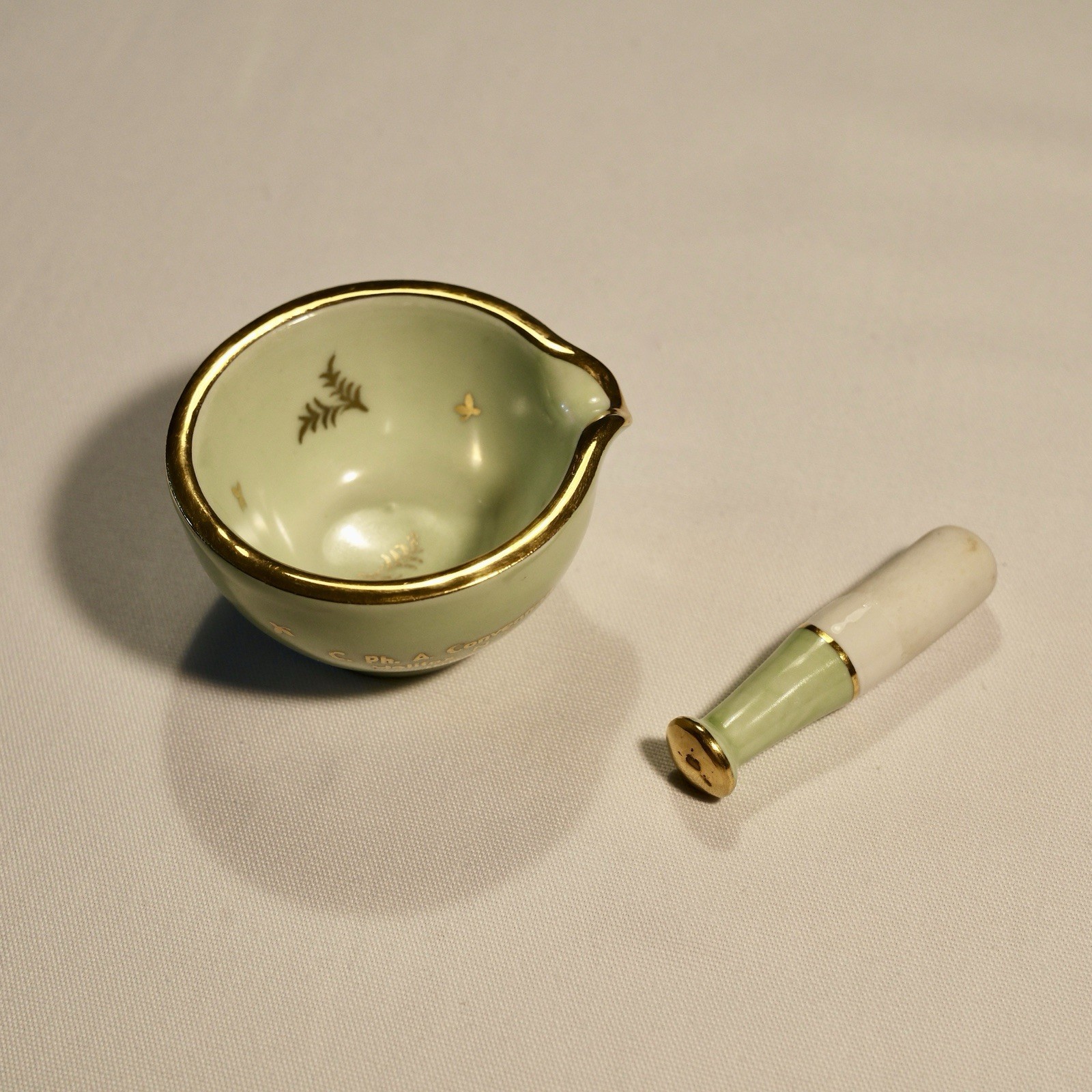 Rare 1954 Halifax NS Limoges France M.T. Nicolas Mortar & Pestle Set Mint Cond
