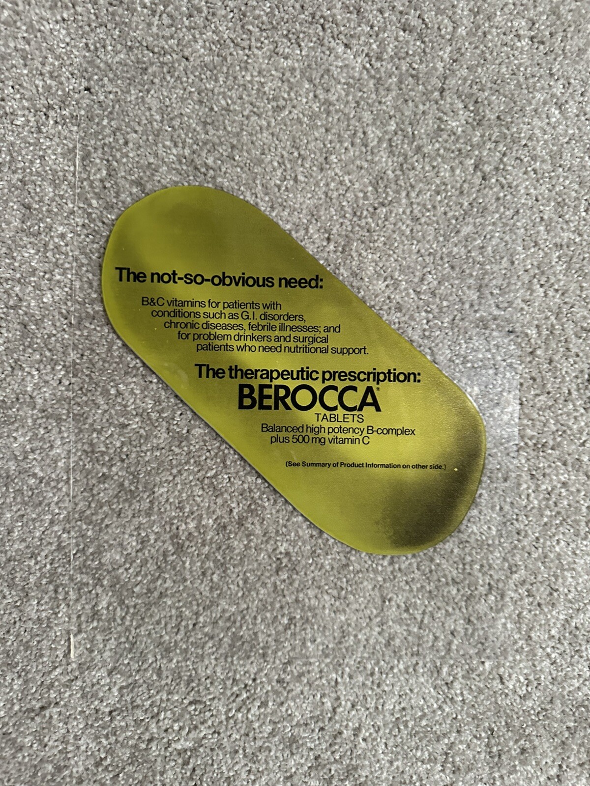 Vintage Berocca Pharmaceutical Single Page Magazine Advertisement