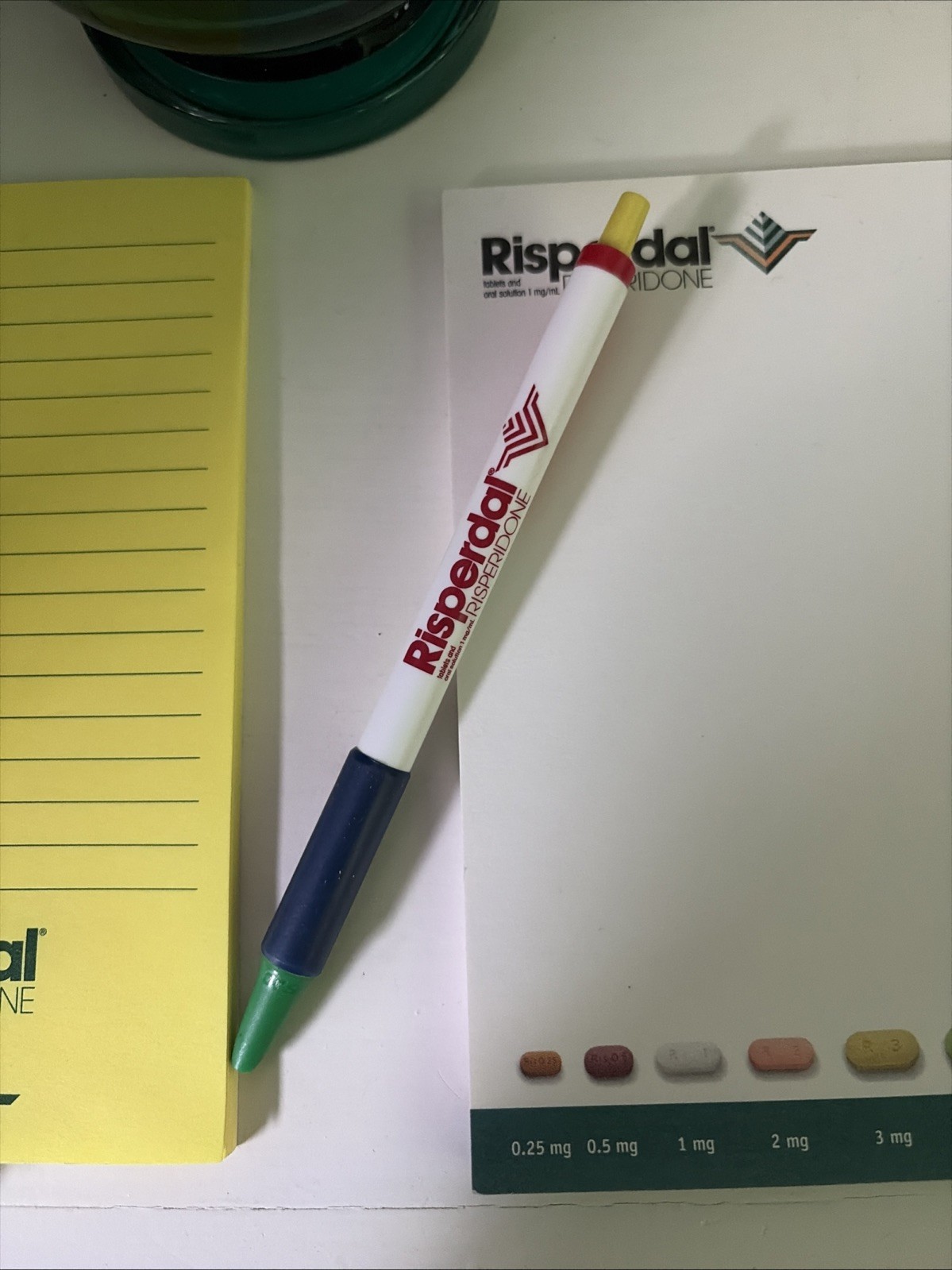 Early 2000s RARE risperdal drug rep merch comes with Mug, pen, & two note pads