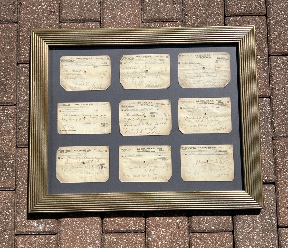 WWII 1944 Handwritten Doctor Pharmacist Prescriptions Framed Display Pharmacy