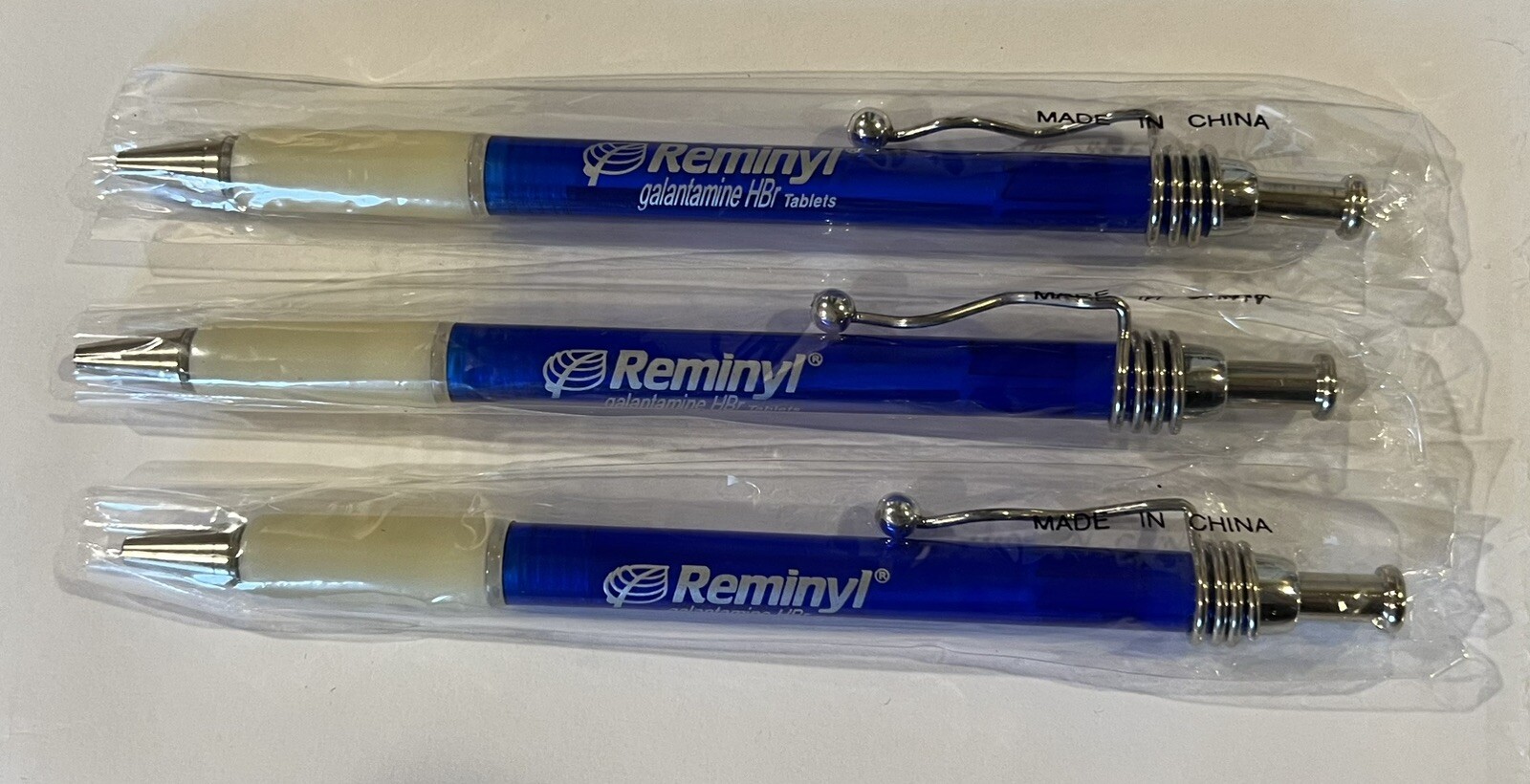 3x NEW Pharmaceutical Drug Rep REMINYL Pens 2001