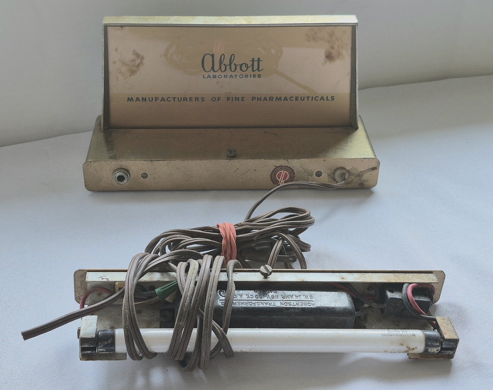 Vintage Abbott Laboratories Electric Advertising Light-up Pharmacy Sign
