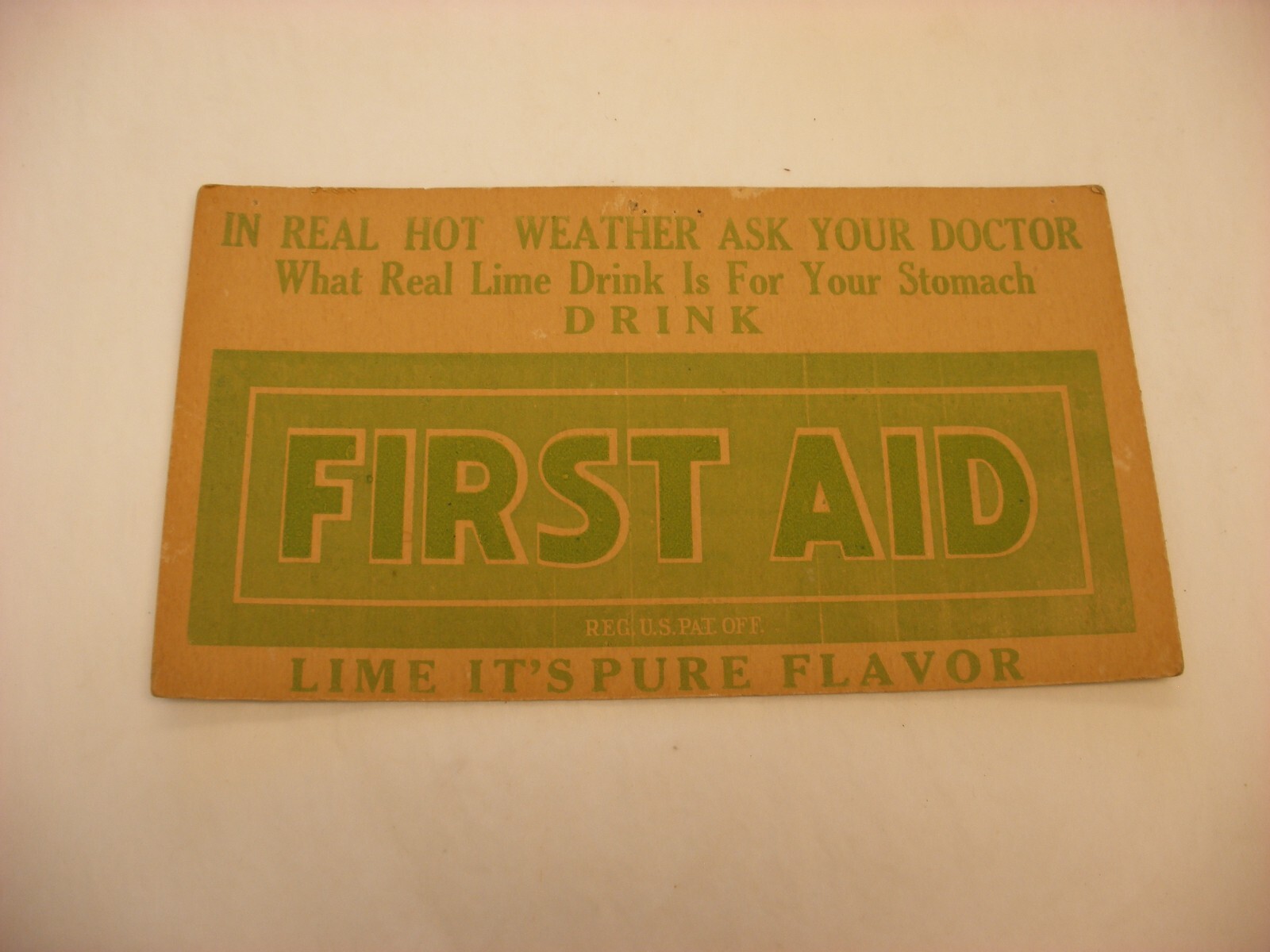 Vtg Medical & Pharmacy Quack Cure – First Aid Lime Drink Advertising Sign