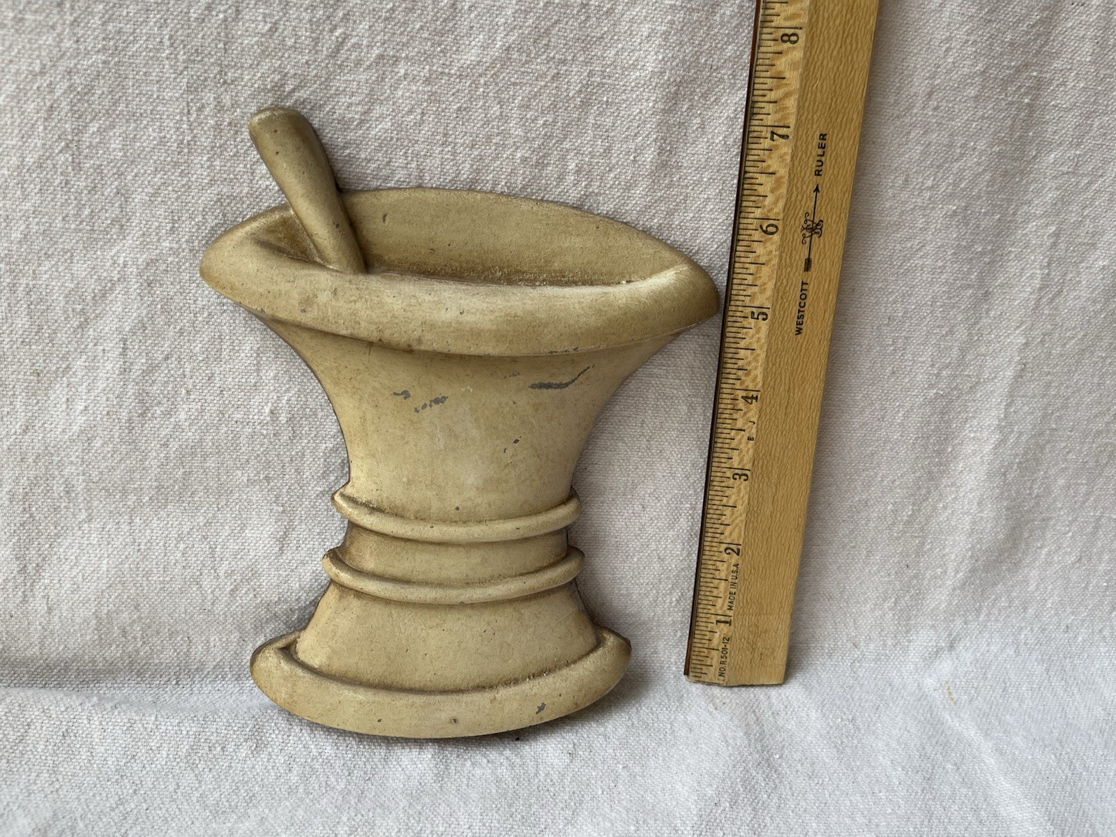 Vintage Pharmacy Decor Cast Aluminum Mortar And Pestle By Midwest Wall Hanger