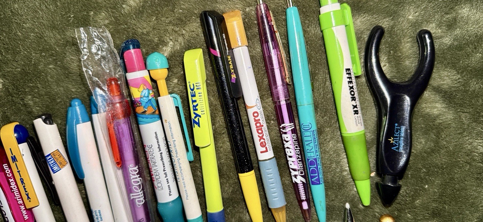 28 VTG Pharmaceutical Drug Rep Pen Metal Lipitor Zoloft Lexapro Zyban Viagra+