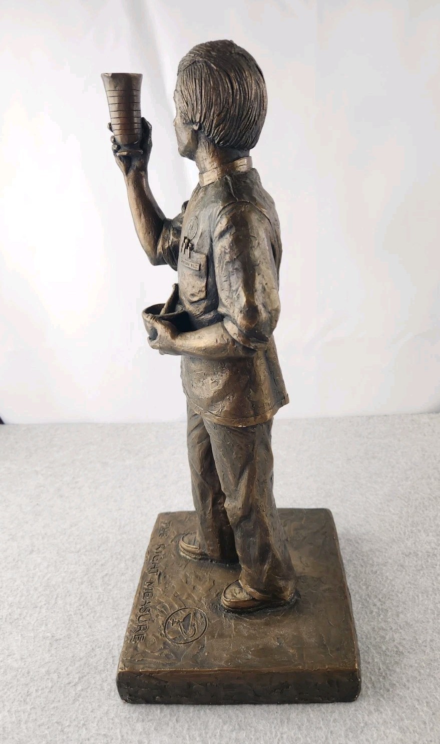 XL Bronze Apothecary Pharmacist Pharmacy Statue Trophy Award Figure Vtg