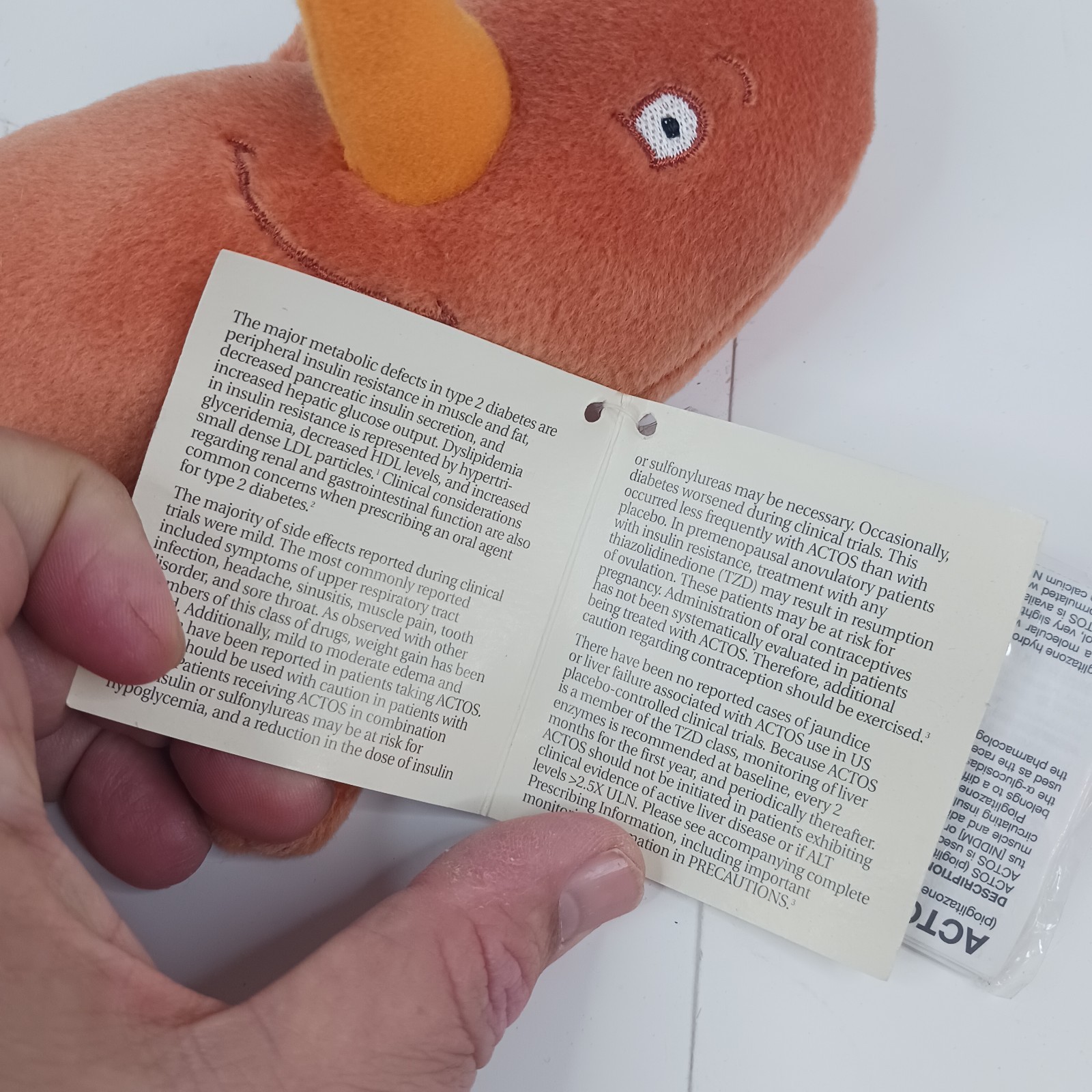 KIDNEY ACTOS PIOGLITAZONE 7″ Plush Beanie Medical Advertising Rep Diabetes