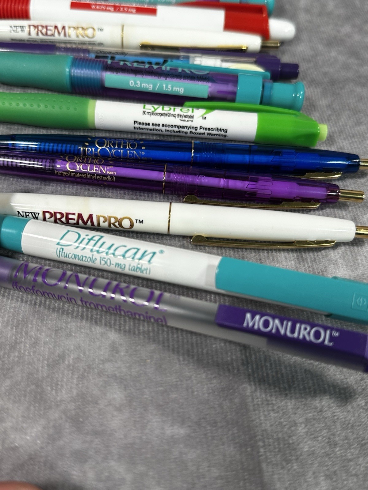 Pharmaceutical rep medication drug ink pens women’s health Premarin Flagyl Ortho