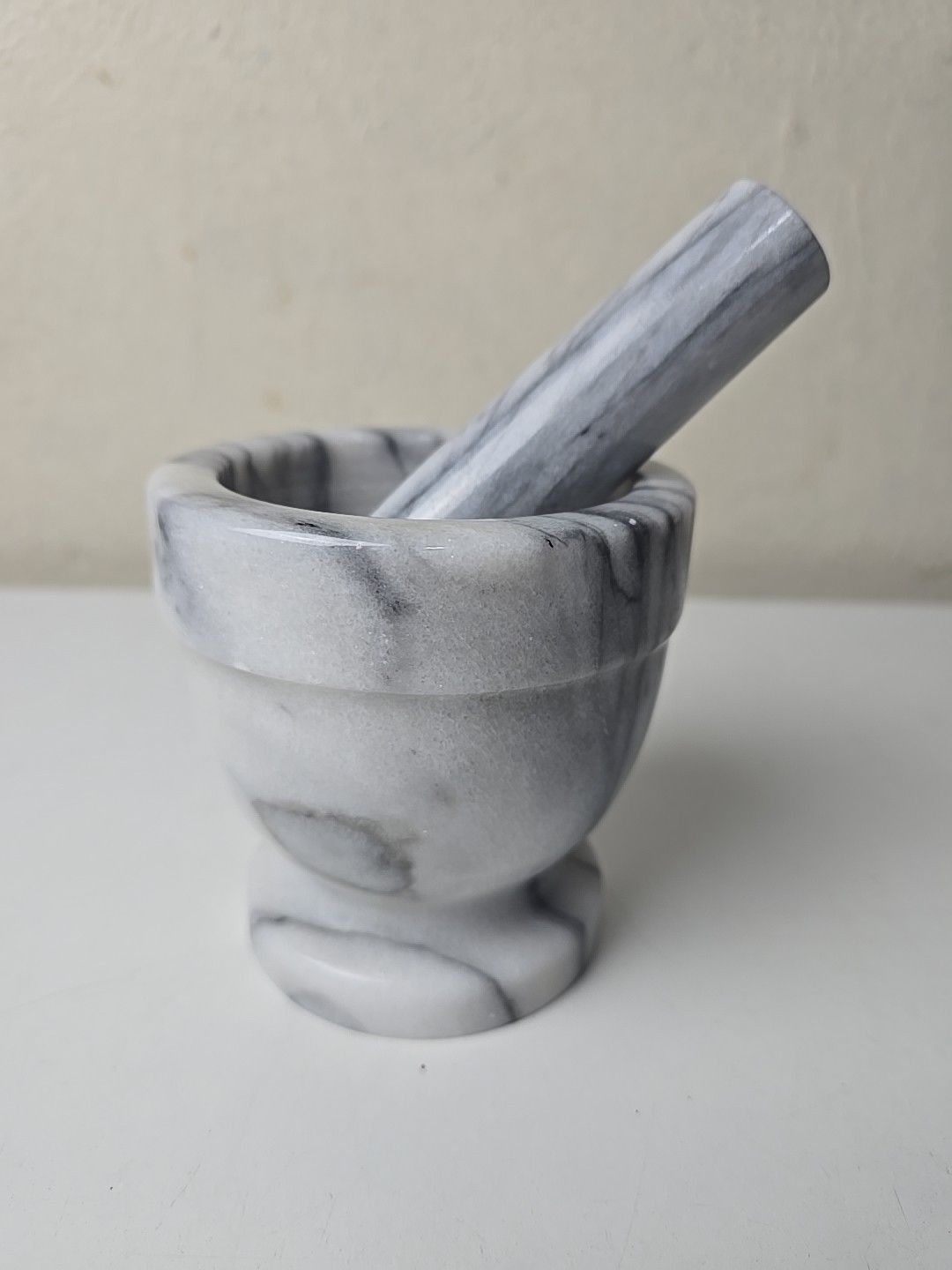 Marble Footed Mortar & Pestle Apothecary Pharmacy Medicine Herb Spice Grinder 4″