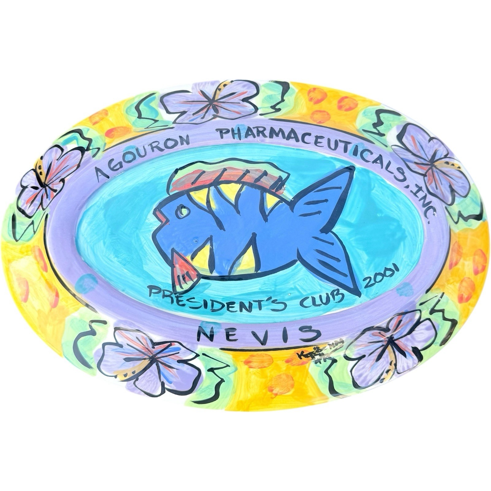 Agouron Pharmaceuticals 2001 Presidents Club Nevis Collectible Rare Fish Platter