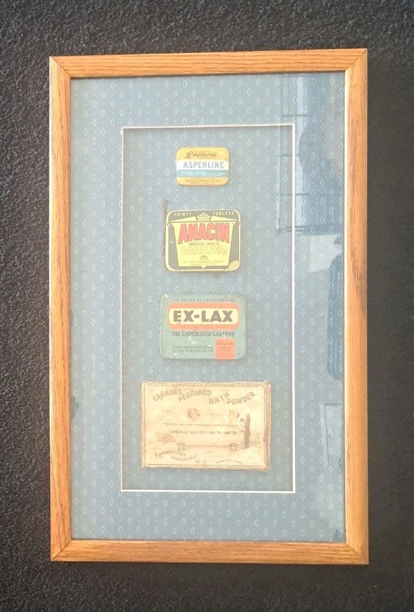 Framed Vintage Apothecary & Vanity Items 18×11″ Ex-Lax Cannon’s Iowa City IA