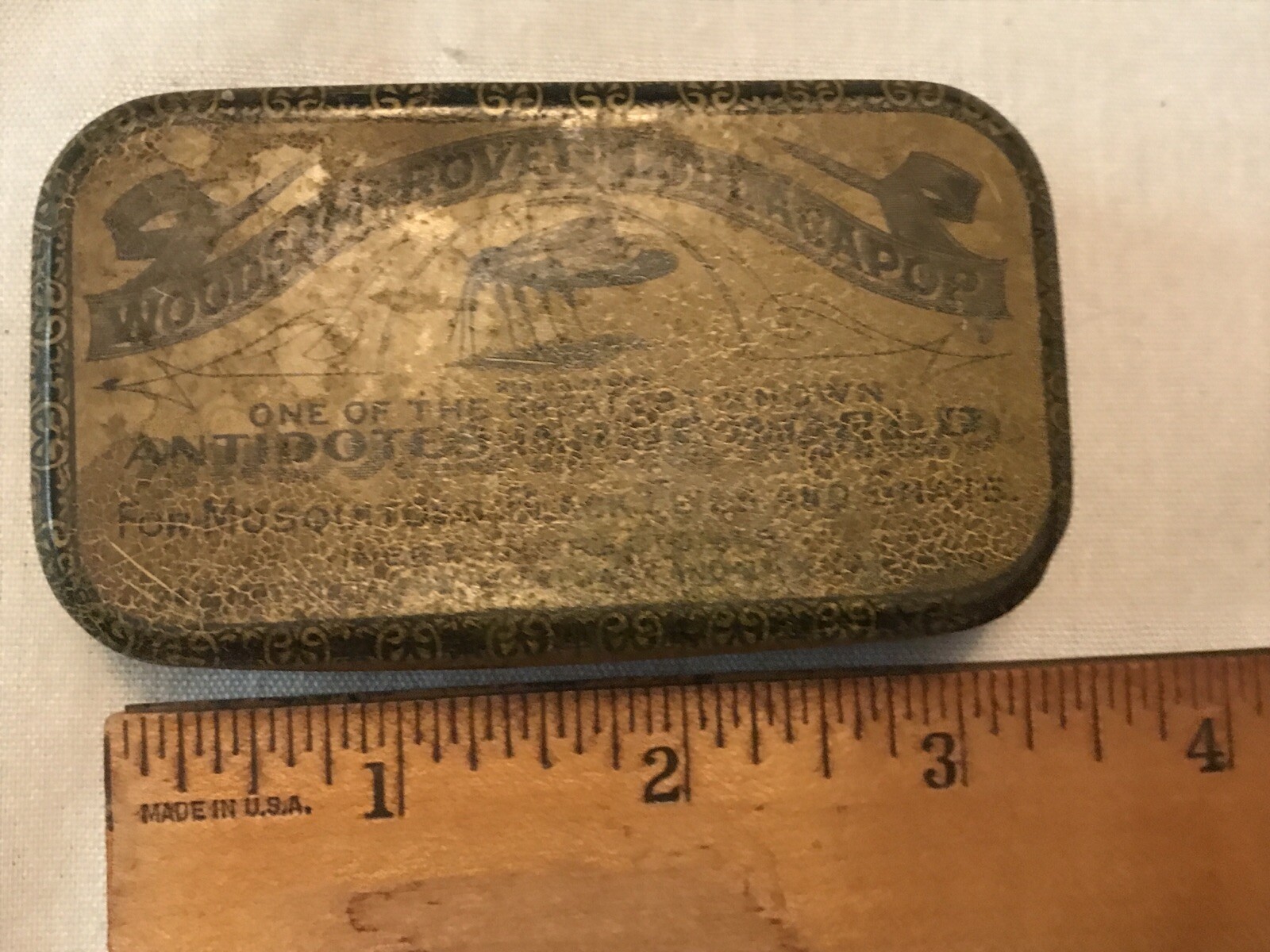 WOODS IMPROVED LOLLACAPOP Bug Bite Antidote Vintage Tin, George Wood, Syracuse