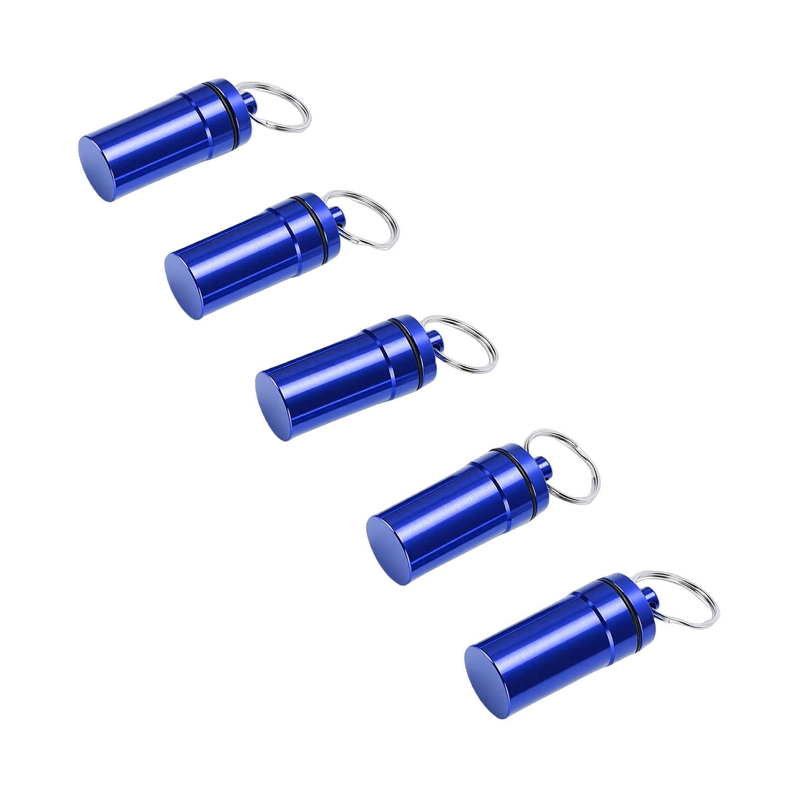 2-5pcs Mini Keychain Tablets Case Water Proof Outdoor Tablets Container Blue