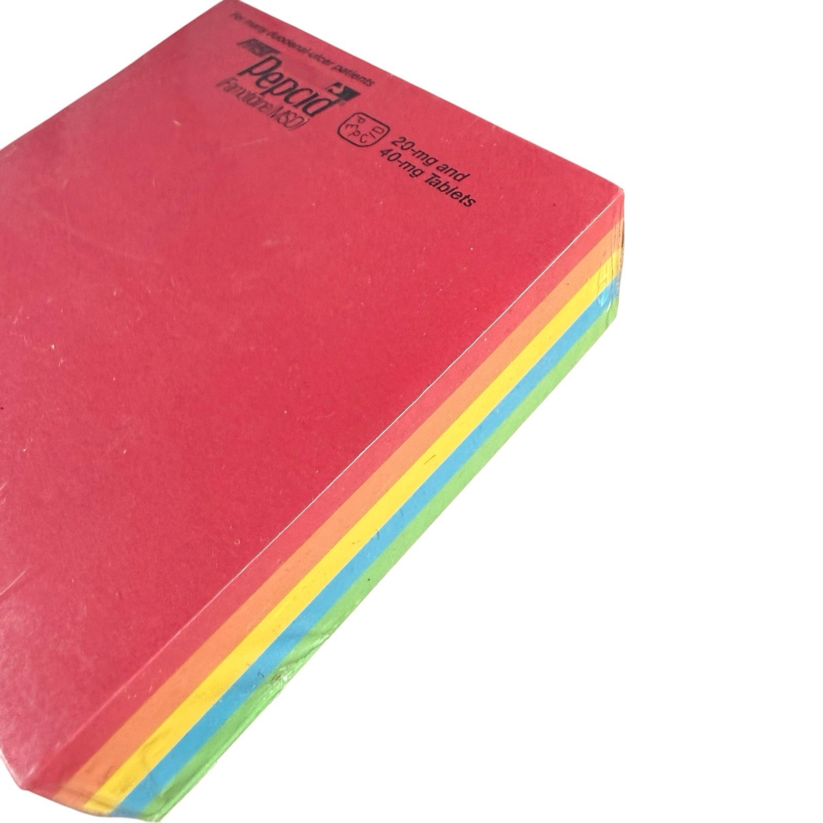 VTG Rainbow Colors Post It Paper Sticky Note Pad Pepcid Drug Advertising NOS