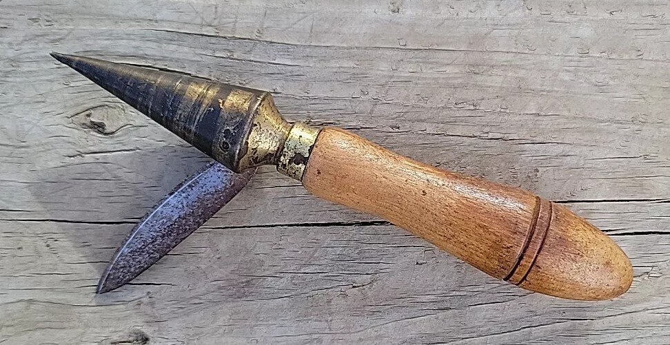 Vtg Cork Borer Sharpener Brass Cone Knife Pharma. Bottle Wine Possibly Antique