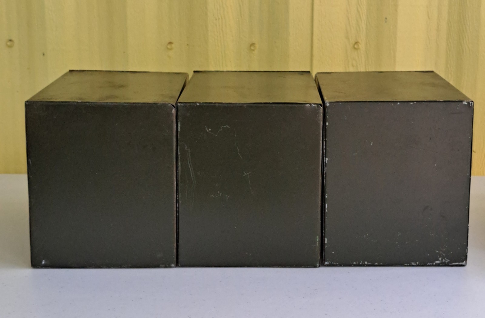 Five Antique Phillips Metal Prescription File Boxes