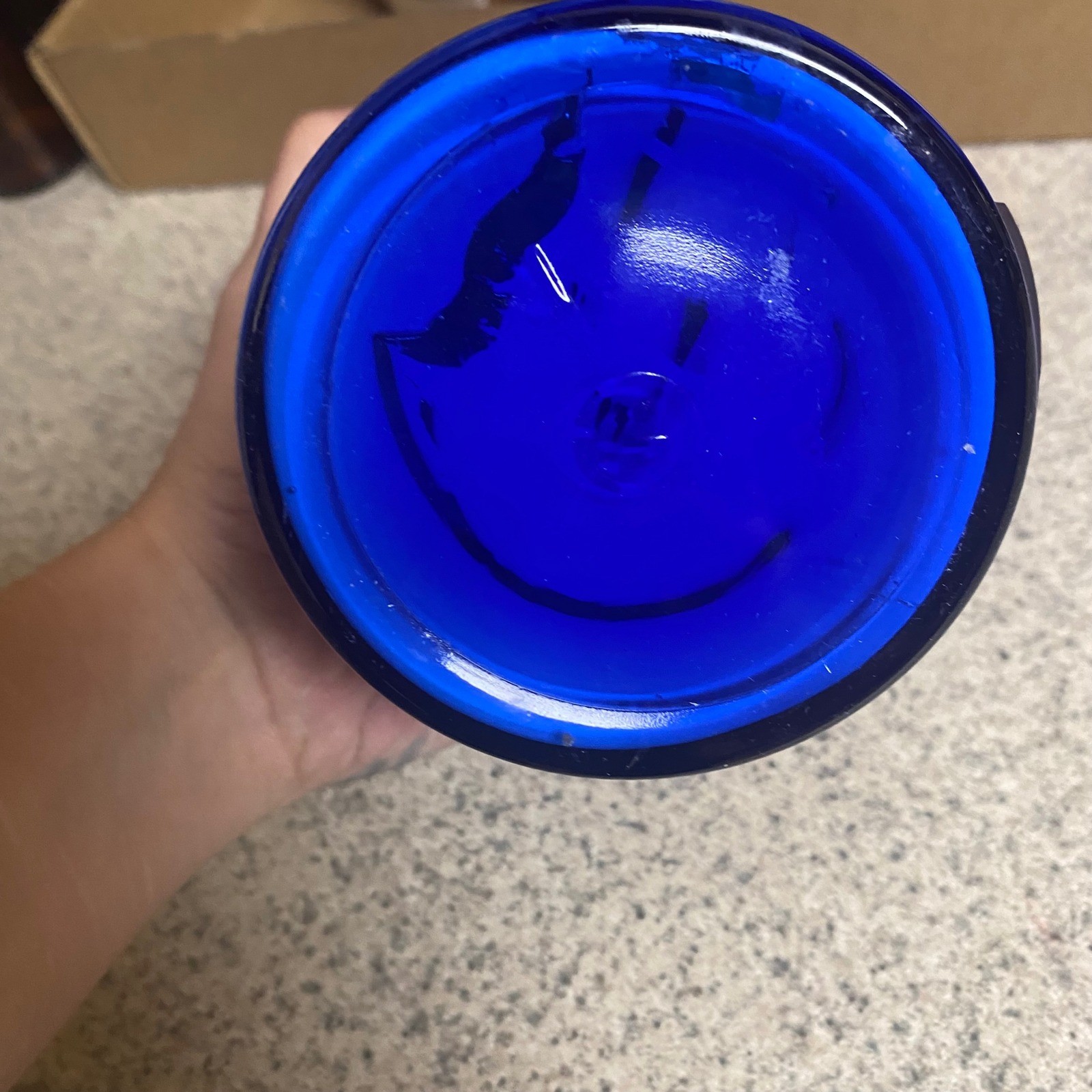 VTG Lassars Jel Cobalt Blue Glass Apothecary Jar Research Products Corp 1lb
