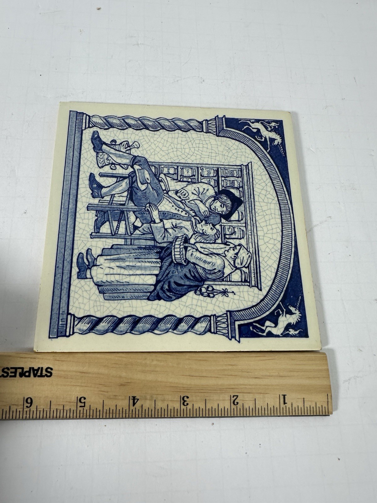 Vintage Blue Delft Tile Uroscopy Pharmacy Scholarship Program Apothecary 3 READ