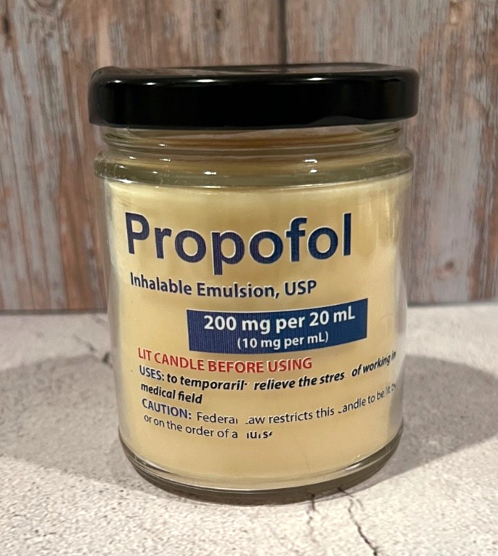 Propofol Humorous Fresh Scented CANDLE Healthcare Provider Pharmaceutical Merch