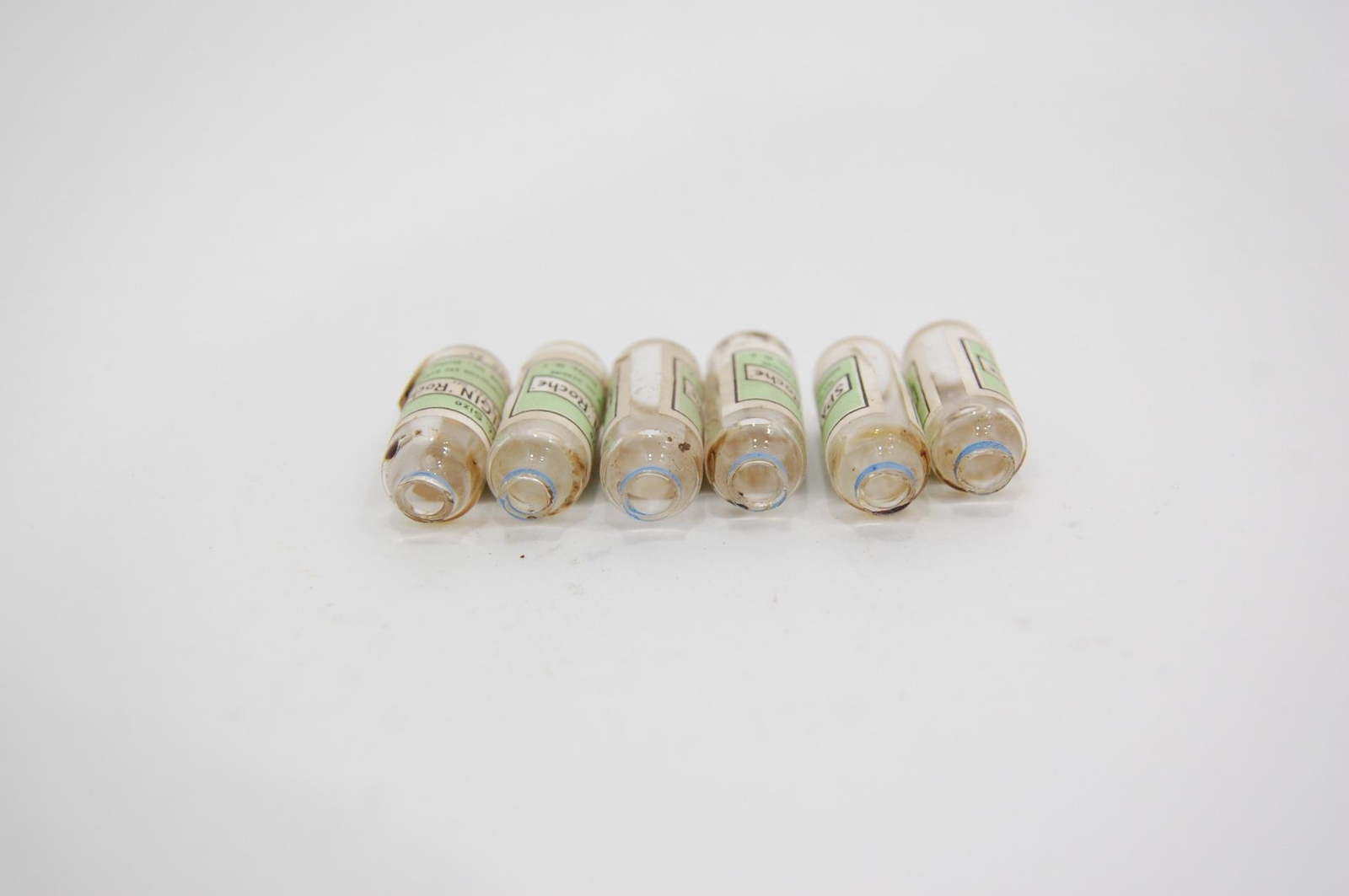 Lot 6x VTG EMPTY Hoffman-La Roche Spasmalgin Ampuls 1cc Glass Vial Medical