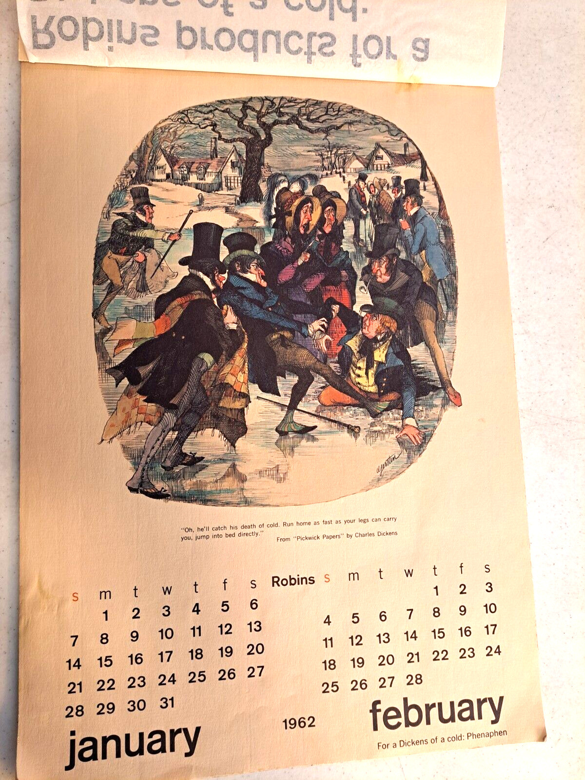 Dickens of a Cold Gerry Gersten Caricatures 1962 Calendar A H Robins Advertising