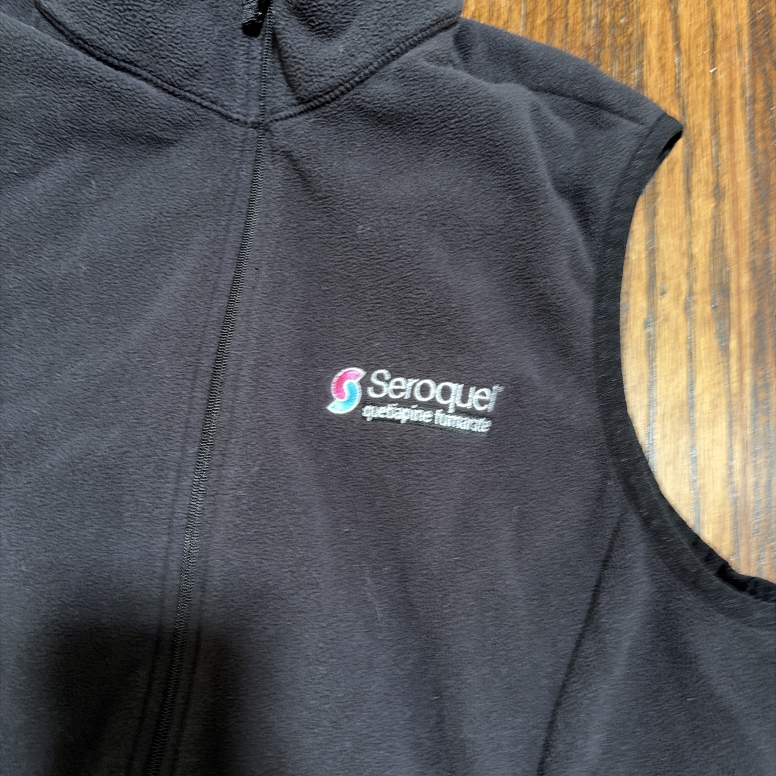 Pharmaceutical Rep Drug Merch Swag Seroquel Black Lands’ End Fleece Vest Medium