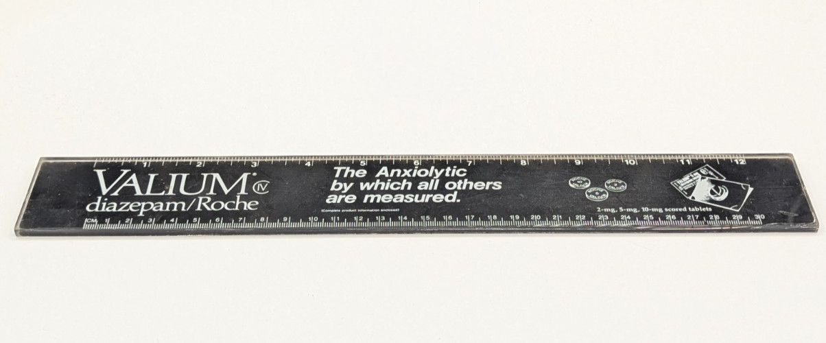 Vintage Roche Pharmaceutical Advertising Ruler – 1970s Promo Collectible
