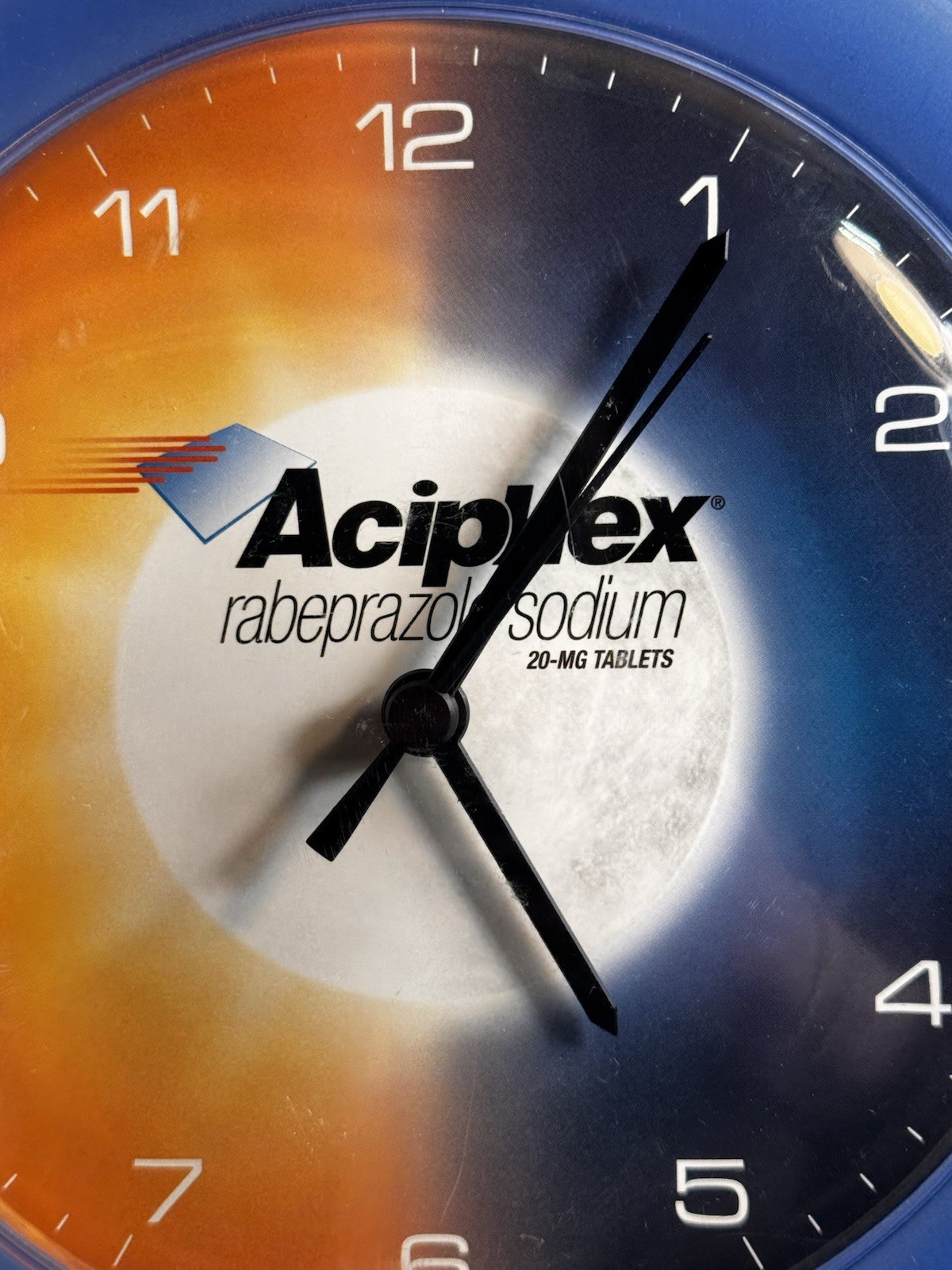 Aciphex Rabeprazole Sodium Advertising Wall Clock Blue Orange Pharma Promo￼