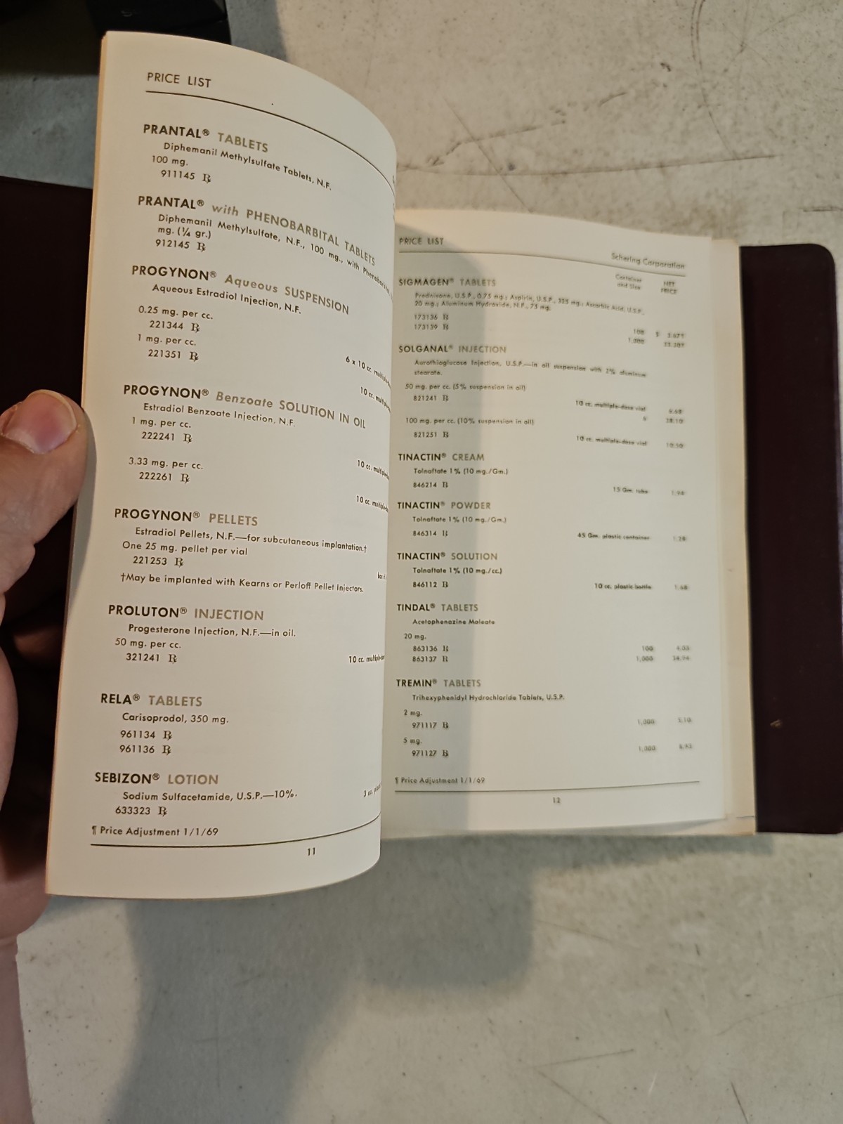 Vintage 1969 Schering Corp Pharmaceutical Price List &Product Data In Binder
