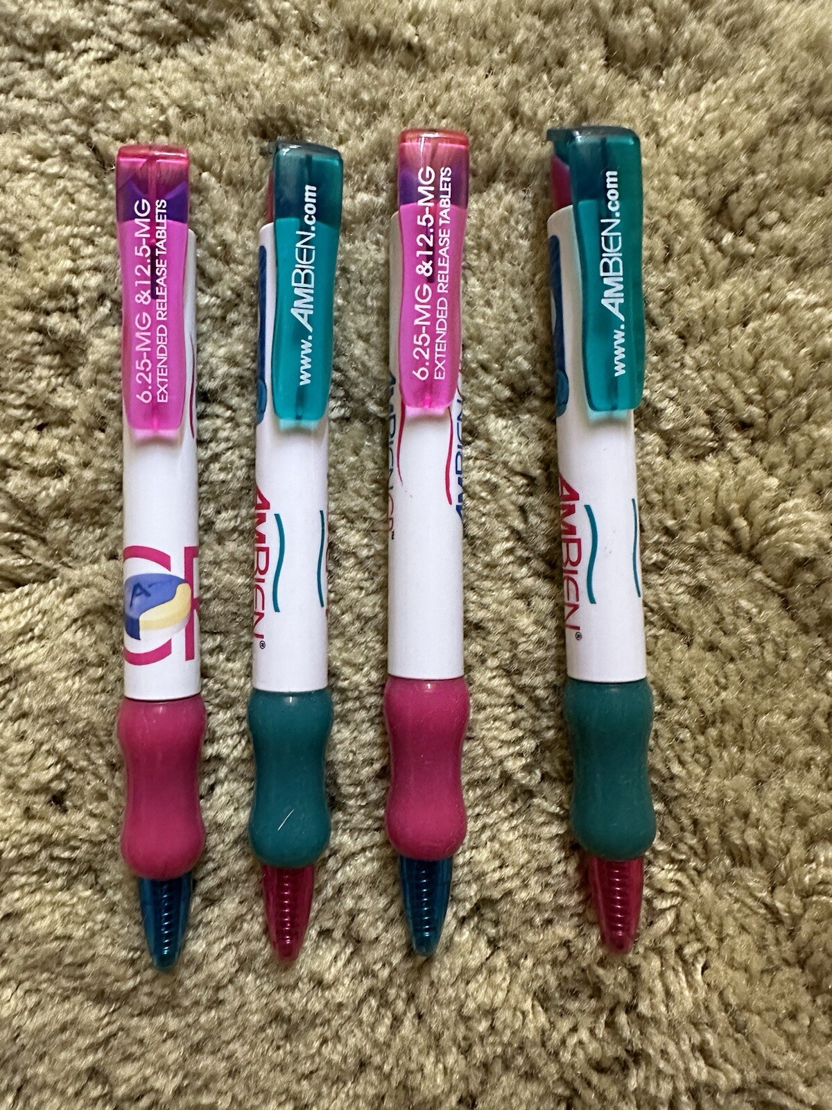 Lot of 4 Ambien Drug Rep Pharmaceutical Promo Advertising Pens Wide Body