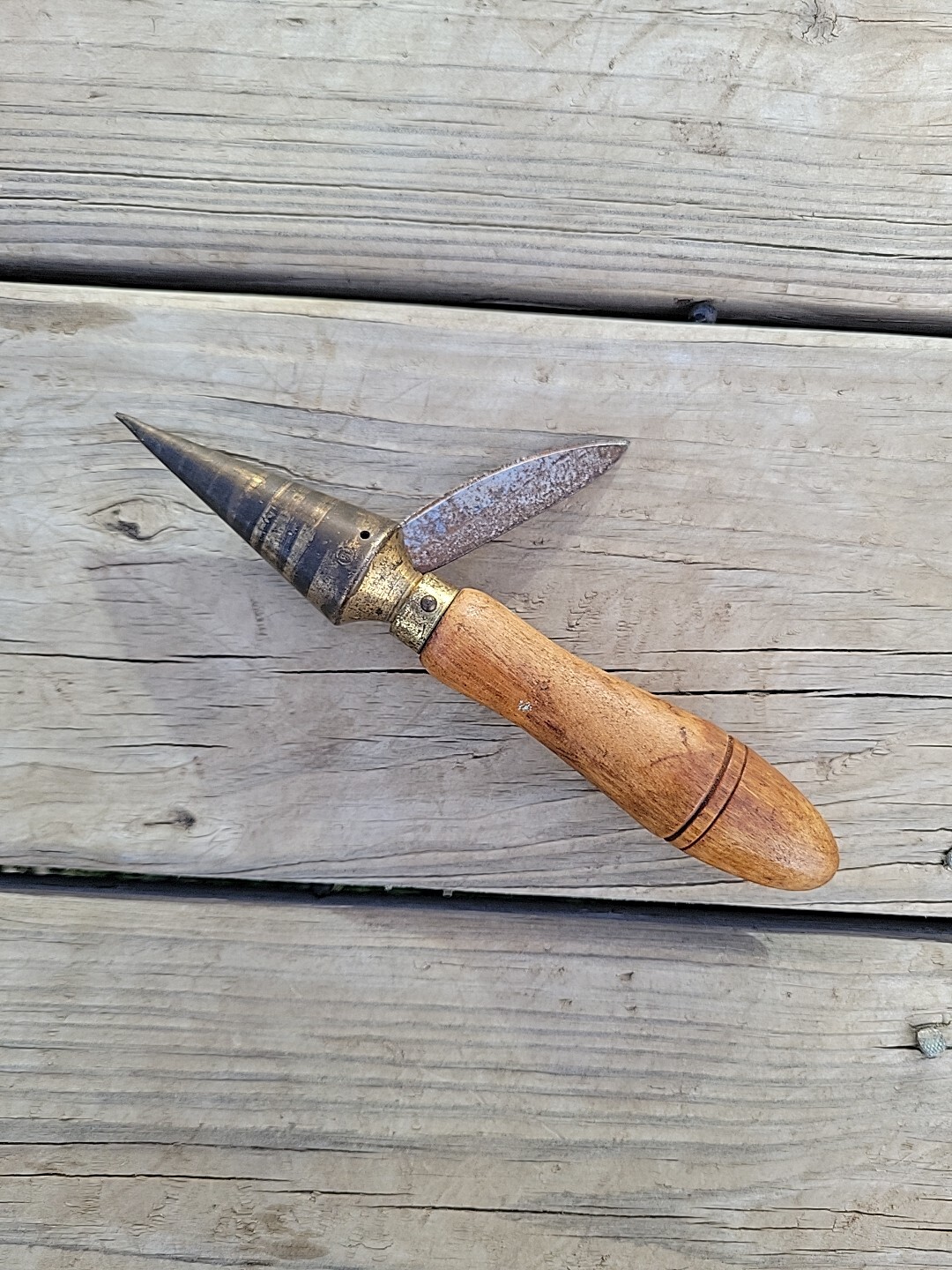 Vtg Cork Borer Sharpener Brass Cone Knife Pharma. Bottle Wine Possibly Antique