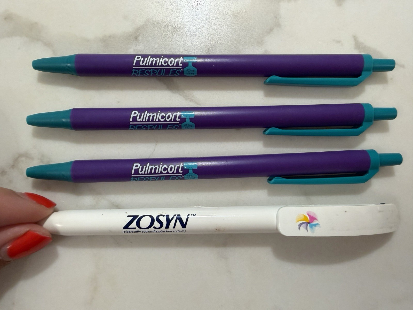 Lot Of 4 Plastic Pharmaceutical Drug Rep Pens Pulmicort Zosyn