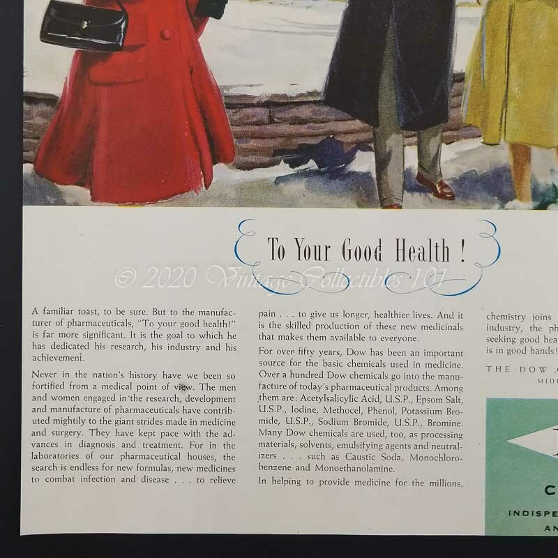 1952 Dow Chemical pharmaceutical drugs winter terrier photo art decor print ad