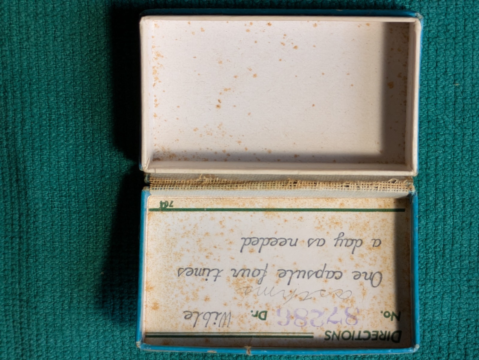 Vintage Donner Bros Pharmacy Prescription Drug Pill Box Sebewaing Mich. Dr Wible