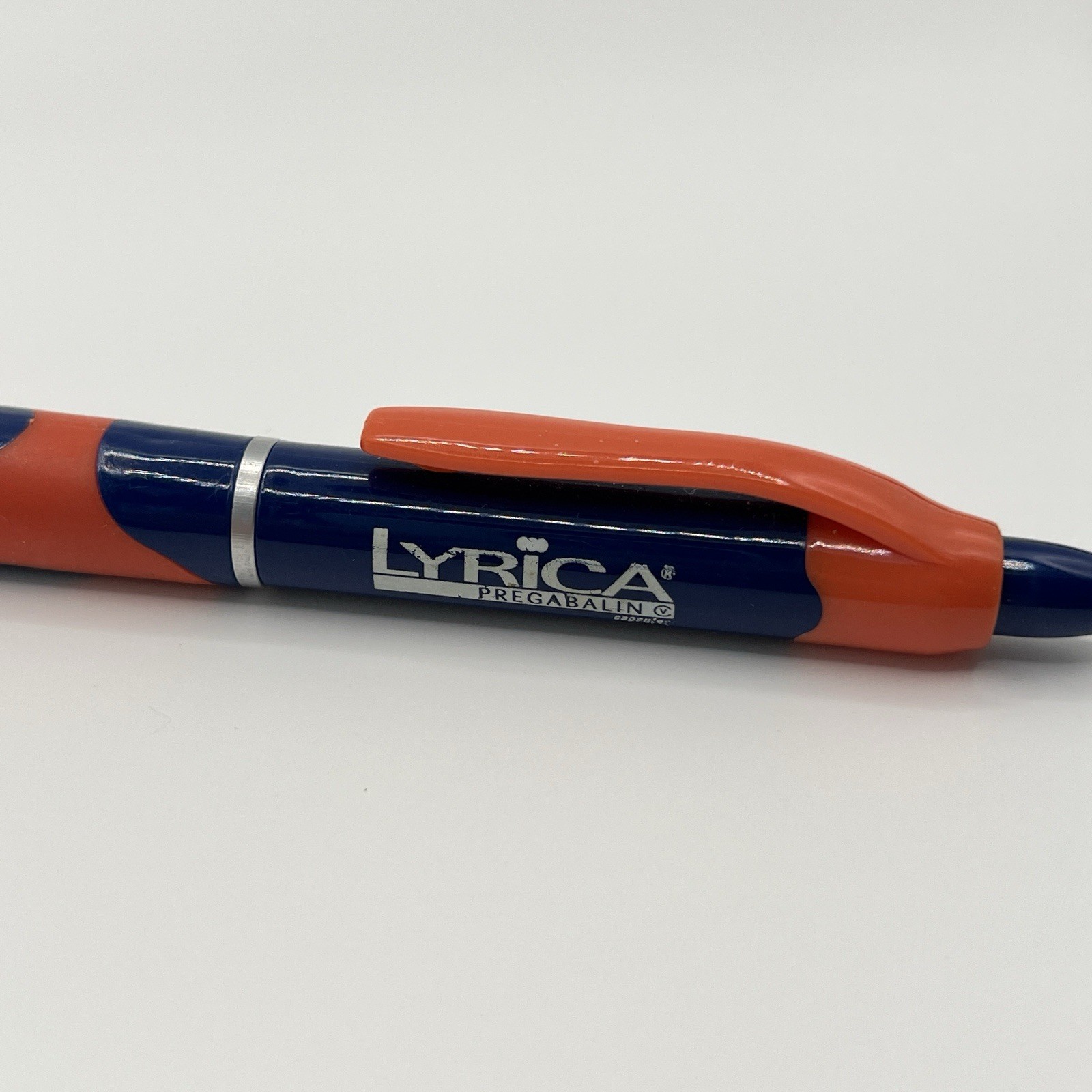 LYRICA Pregabalin Blue Orange Rubber Grip Drug Rep Auburn UVA Pen Pharmacy Swag
