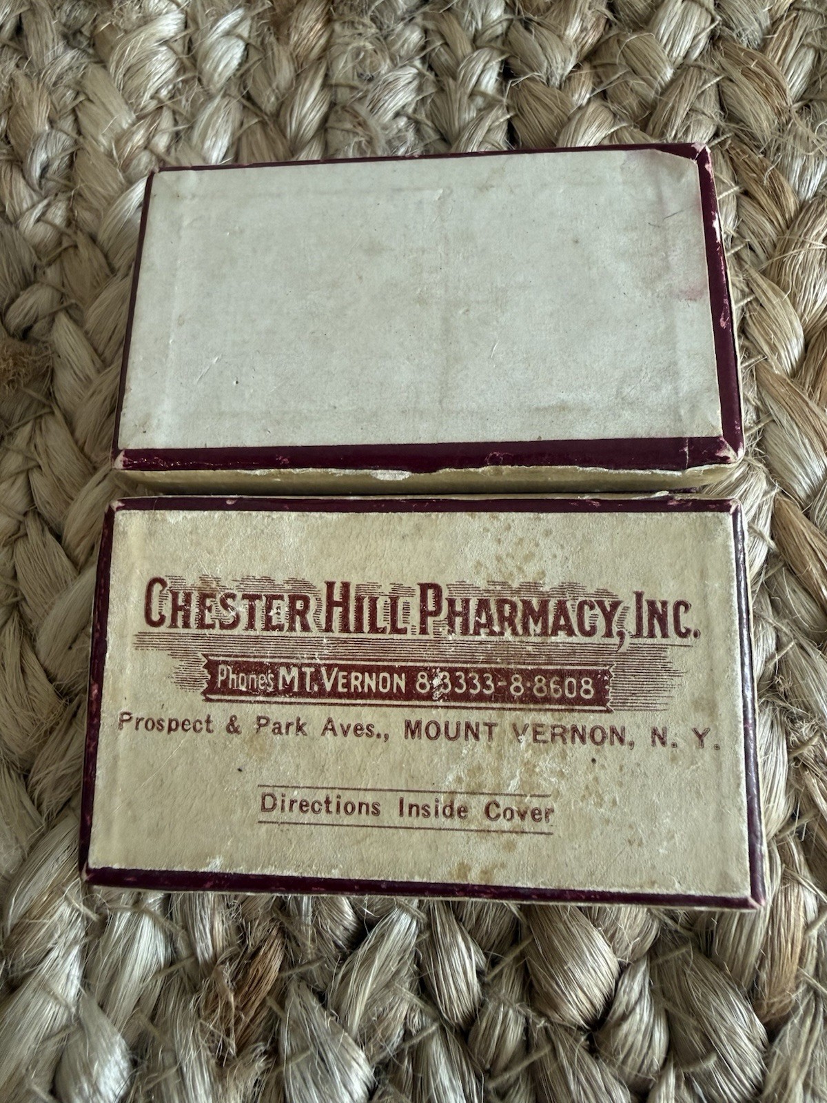 Vintage 1943 Medicine Prescription Box Apothecary Memorabilia Mount Vernon NY
