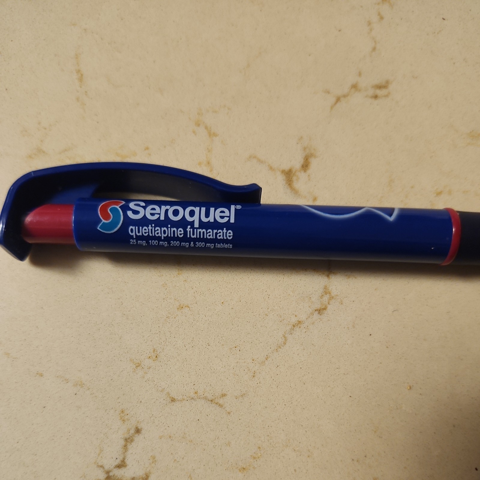 Seroquel Drug Rep Pen, Pharma Promo Advertising, Purple & orange. NEW in plastic