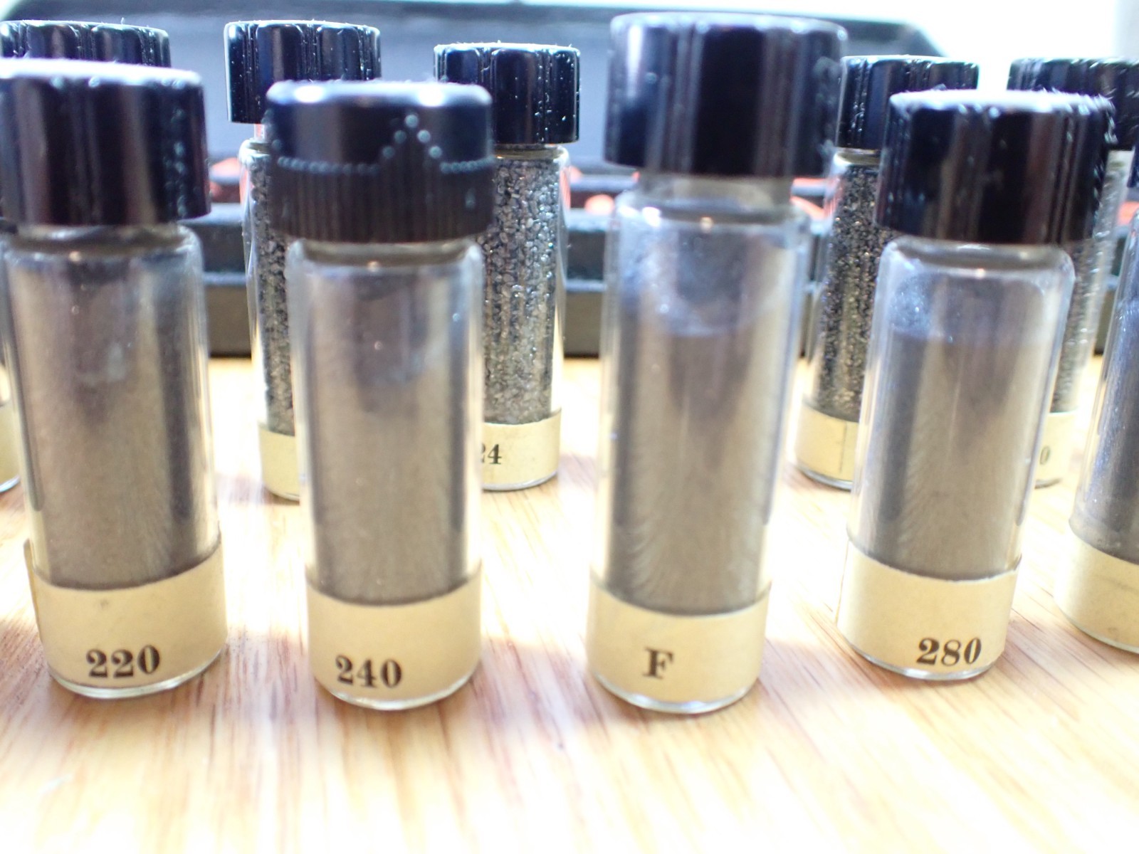 Vintage Rare Set of Carborundum Co. Sample Display Set of Grit Sizes
