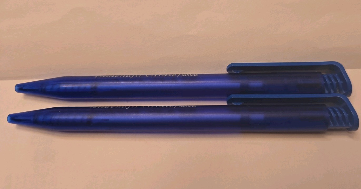 Viagra Plastic Pens x2 Dark Blue Plastic Body Pharmaceutical Drug Rep Promo