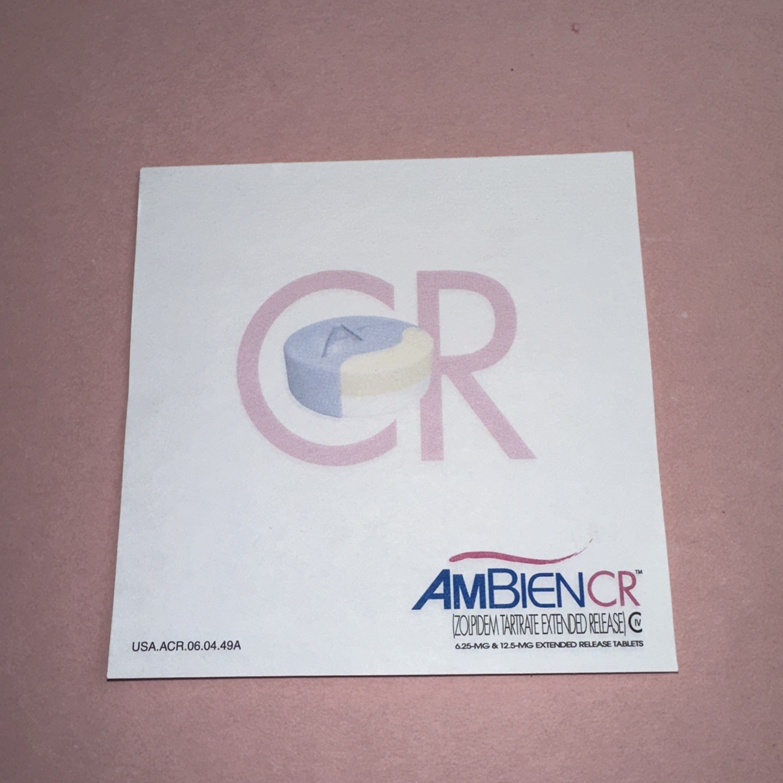 Vintage AMBIEN CR Drug Rep Promo ~4×4” Post-it Note Pad -16 Sheets