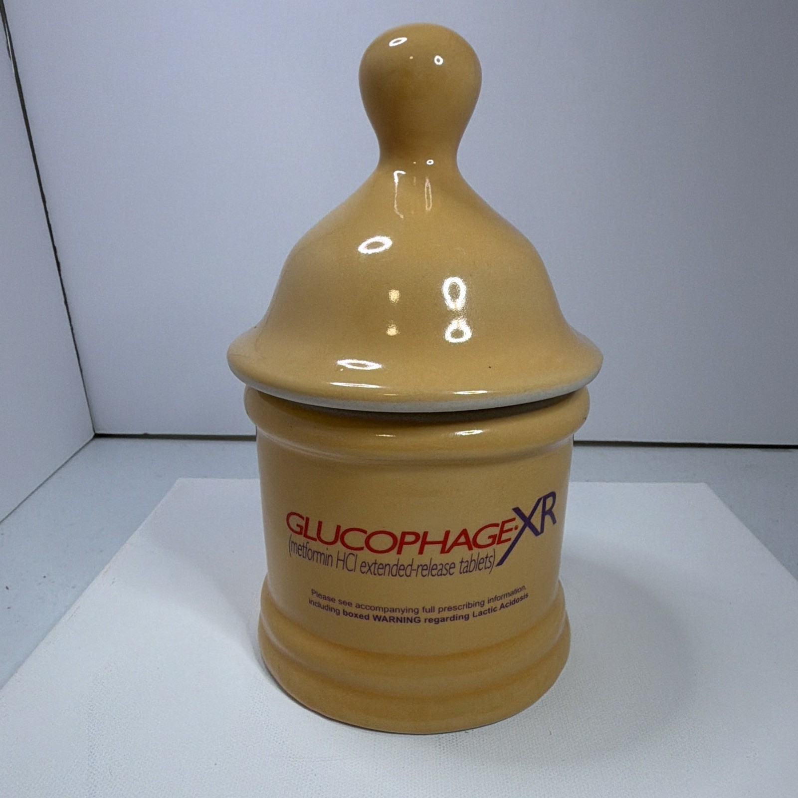 Glucophage XR Advertisement Yellow Apothecary Jar Medicine RN Pharmaceutical