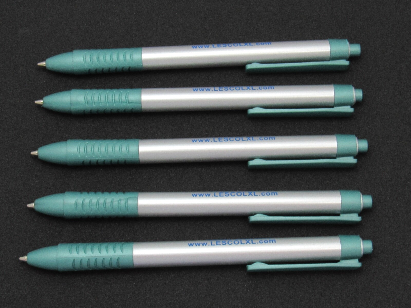 Silver & Green Lescol PENS Drug Rep Pharmaceutical Promo Advertising Lot of 5