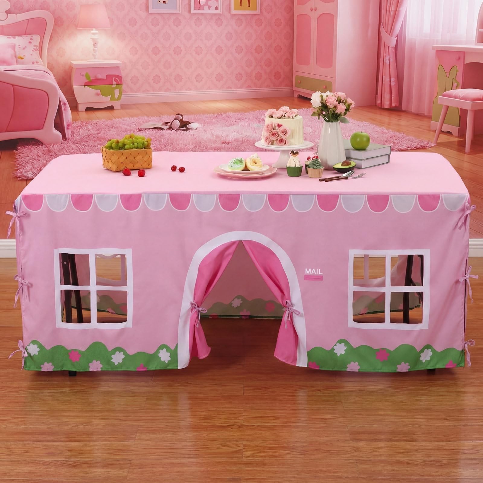 Oudain 10ft x 7.5ft Large Tablecloth Playhouse for Kid Table Fort Cover Table…
