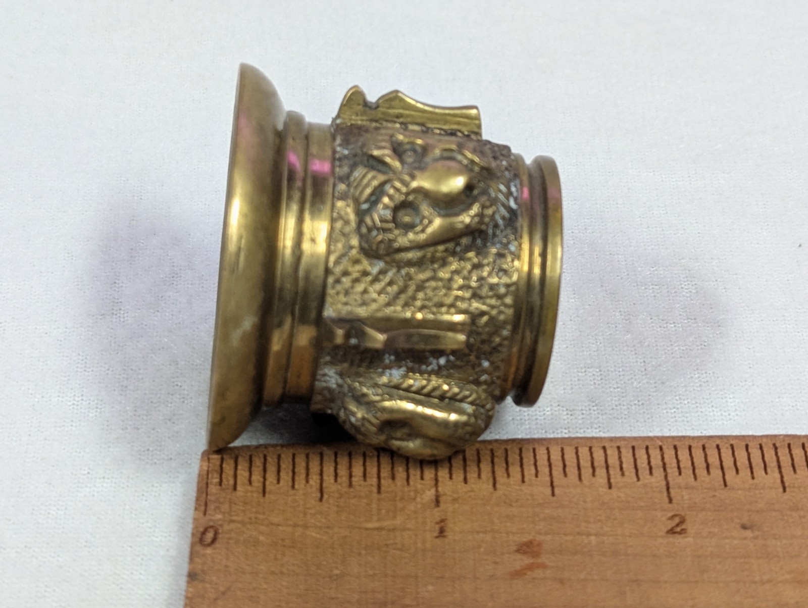 Vintage Brass Lion Head Mortar & Pestle Apothecary ~ Small 2″ 5 oz. Collectible