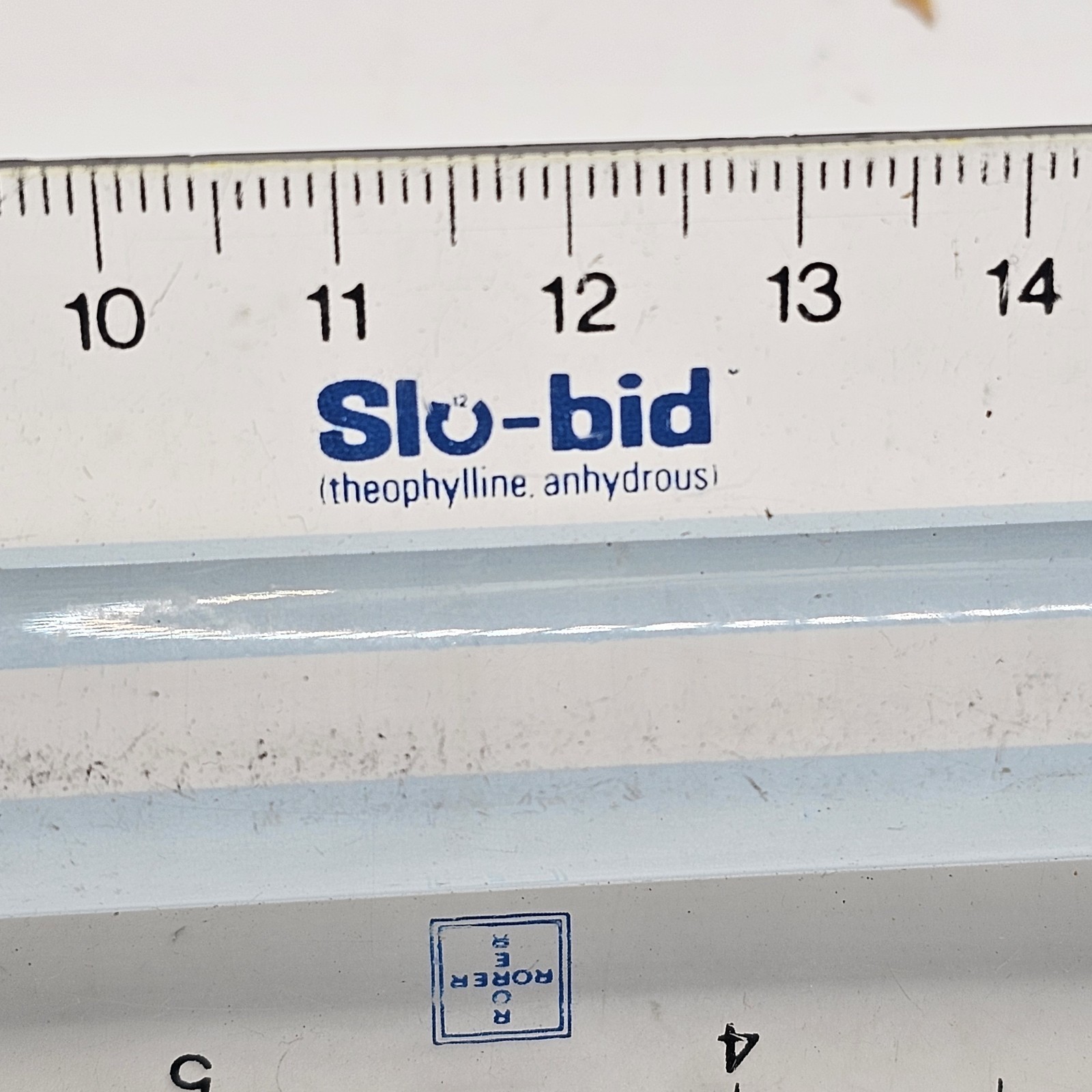 Vintage Slo-Bid Theophyline Pharmaceutical Salesman Drug Rep Clear Ruler