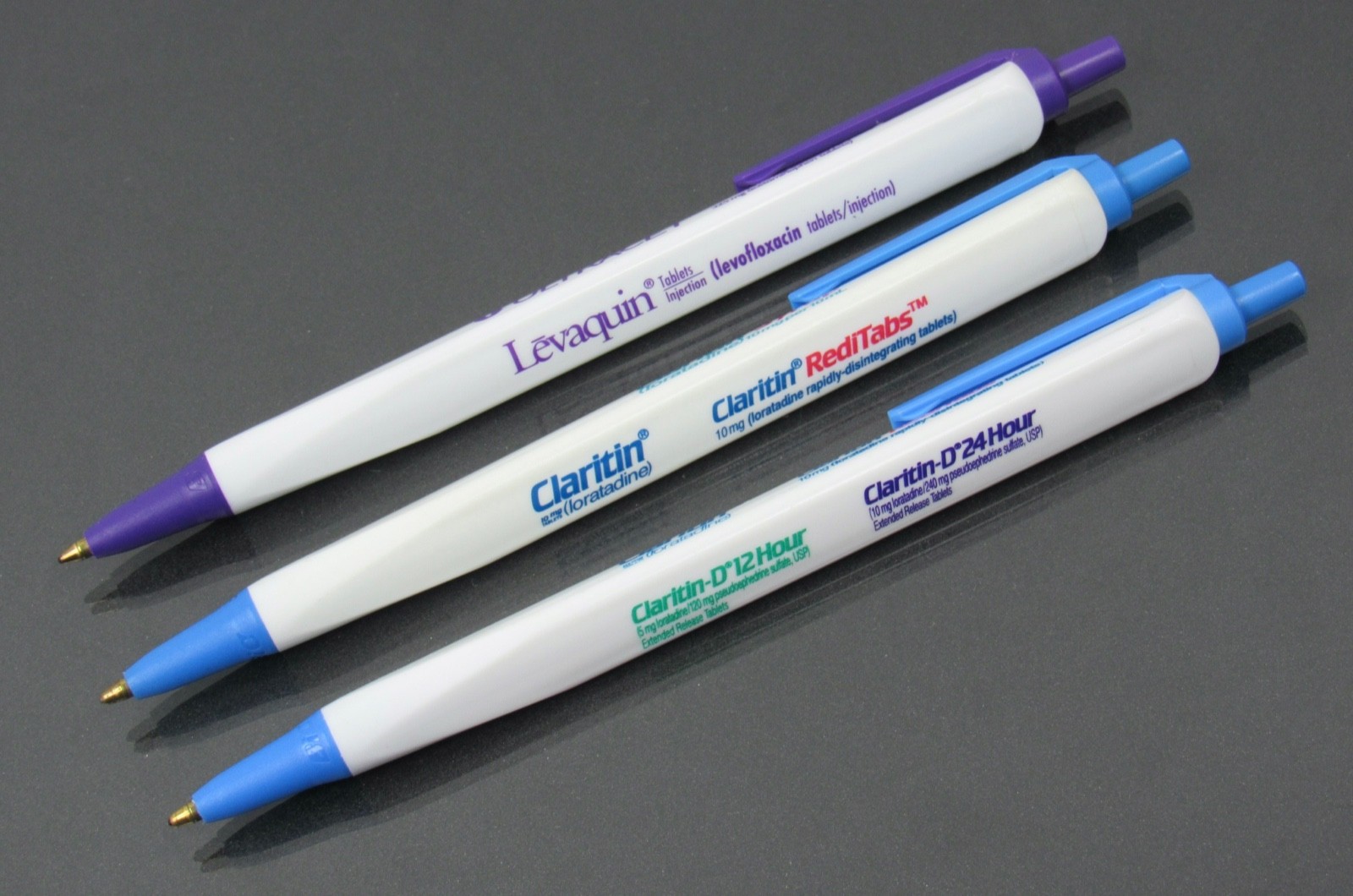 Claritin Levaquin Ditropan PENS Drug Rep Pharmaceutical Triangular Lot of 3