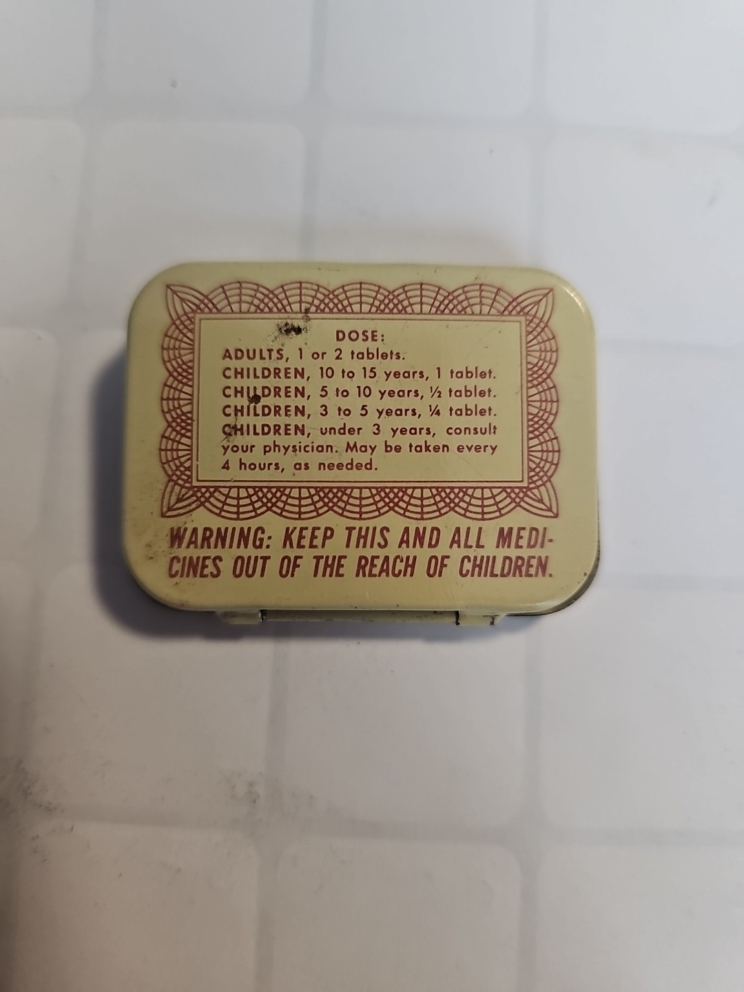 Open Box 1939 Certified Brand Aspirin 12 Tablet Pocket Pill Tin Antique Mini Tin