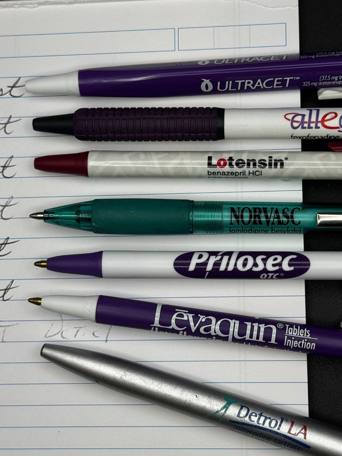 Lot (8) Pharmaceutical / Drug Rep Pens – Levaquin, Norvasc, Prilosec Allegra